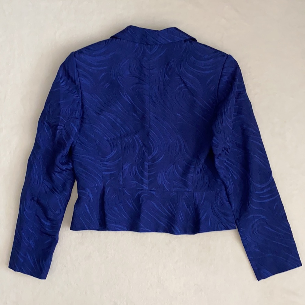 {VTG} John Meyer of Norwich | Metallic Jacquard Jacket Skirt Set Royal Blue (8) - Picture 10 of 16